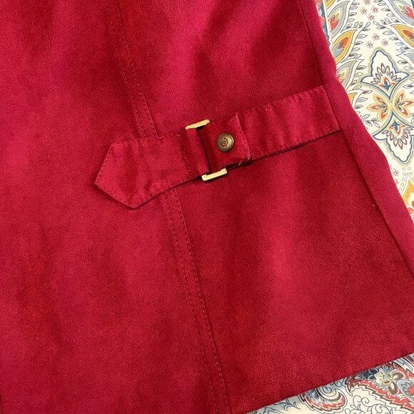 Conrad C - Proportion Petite Burgundy Micro Suede Zip Front Jacket - Size 16P - Picture 8 of 12